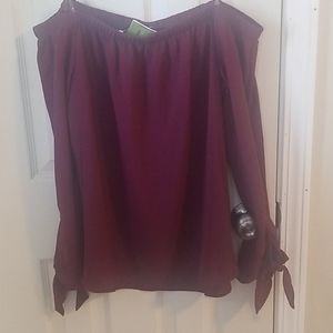 Off the shoulder purple blouse